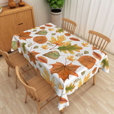 Aperturee Rustic Autumn Tablecloth with Withered Fall Leaves Pattern, for Thanksgiving and Seasonal Dining Decor